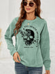 Skull Graphic Dropped Shoulder Sweatshirt Gum Leaf