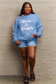 Simply Love Full Size Letter Graphic Long Sleeve Sweatshirt Light Blue