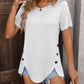 Mandy Decorative Button Round Neck Short Sleeve Blouse