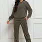 Corduroy Round Neck Sweatshirt and Sweatpants Set