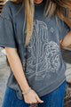 Western Cowboy Boots Graphic T-Shirt Gray