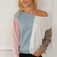 Color Block Boat Neck Sweatshirt