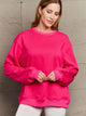 Simply Love Full Size Dropped Shoulder Sweatshirt Hot Pink