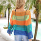 Color Block Openwork Boat Neck Cover Up