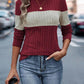 Color Block Round Neck Long Sleeve Top