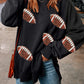 Sequin Football Patch Slit Sweatshirt