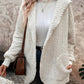 Open Front Long Sleeve Hooded Fuzzy Cardigan