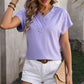 Mandy Textured Surplice Short Sleeve Blouse