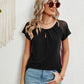 Lace Detail Round Neck Short Sleeve T-Shirt