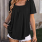 Mandy Ruched Square Neck Short Sleeve Blouse