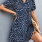 Ditsy Floral Empire Waist Plunge Short Sleeve Dress