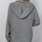 Button Up Drawstring Long Sleeve Hooded Cardigan