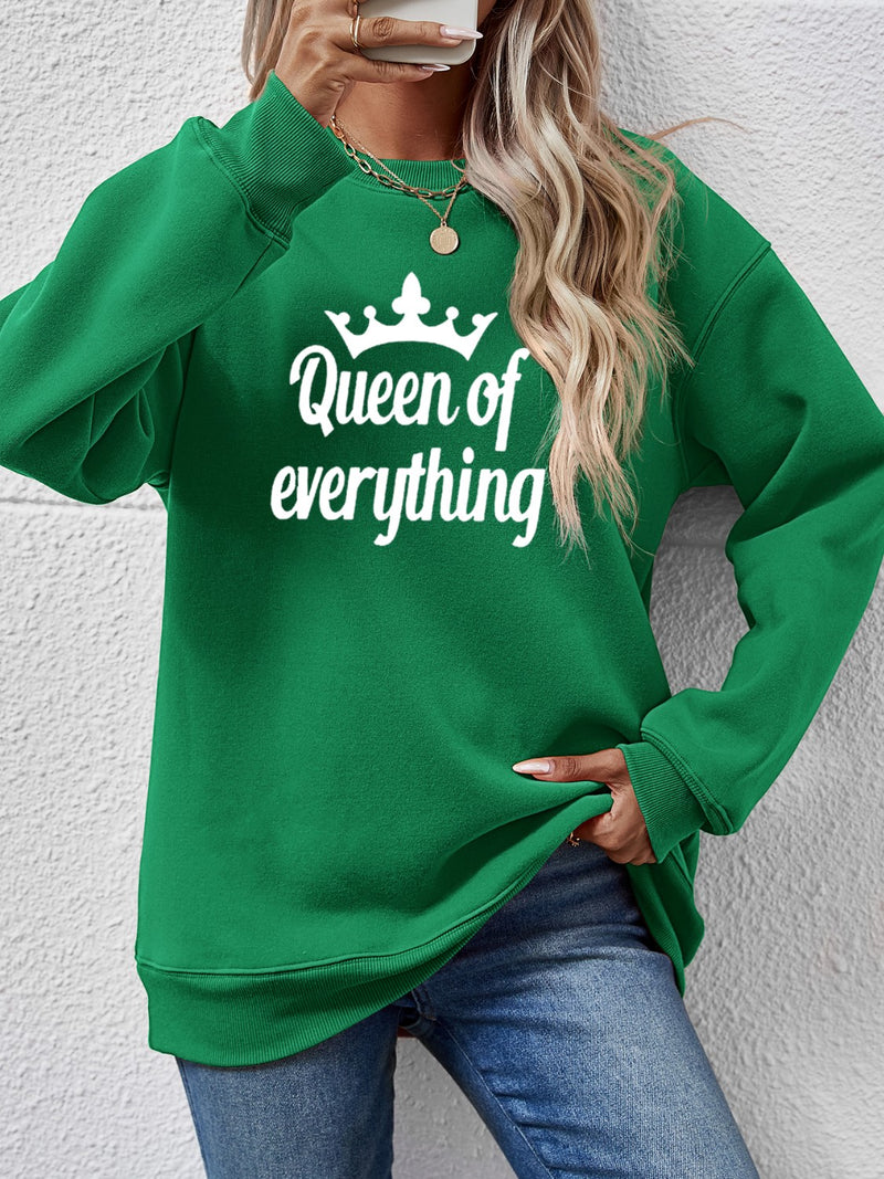 QUEEN OF EVERYTHING Round Neck Sweatshirt Green
