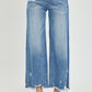 RISEN High Rise Side Slit Raw Hem Cropped Jeans