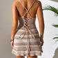 Cutout Striped Spaghetti Strap Cover Up Dress