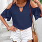 Cold Shoulder Flounce Sleeve Blouse