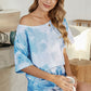 Tie-Dye Boat Neck Top and Shorts Lounge Set