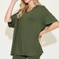 Basic Bae Full Size V-Neck Drop Shoulder T-Shirt and Shorts Set