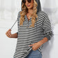 Drawstring Striped Long Sleeve Hoodie