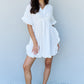 Ninexis Out Of Time Full Size Ruffle Hem Dress with Drawstring Waistband in White