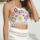 Geometric Halter Neck Swim Top