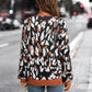 Leopard Round Neck Drop Shoulder Sweatshirt