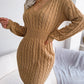 Cable-Knit V-Neck Mini Sweater Dress