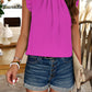 Devine Frill Ruched Mock Neck Sleeveless Blouse