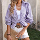 Mandy Striped Pocketed Button Up Long Sleeve Shirt