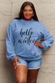Simply Love Full Size HELLO WINTER Graphic Sweatshirt Light Blue