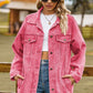 Buttoned Collared Neck Denim Jacket with Pockets