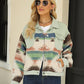 Printed Dropped Shoulder Long Sleeve Denim Jacket