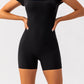 Square Neck Cap Sleeve Active Romper