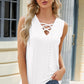 Eyelet Crisscross V-Neck Tank