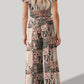 Printed Round Neck Short Sleeve Top and Pants Set