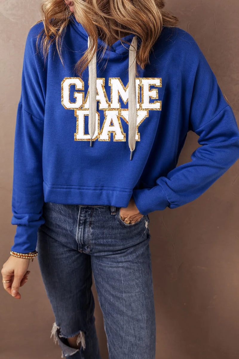 GAME DAY Drawstring Long Sleeve Hoodie