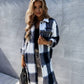 Plaid Collared Neck Longline Shirt