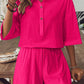 Collared Neck Half Sleeve Top and Shorts Set