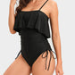 Drawstring Layered Spaghetti Strap One-Piece Swimwear