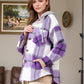 Drawstring Plaid Button Up Long Sleeve Outerwear