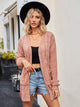 Cable-Knit Long Sleeve Cardigan Pale Blush