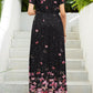 Printed Round Neck Short Sleeve Maxi Dress