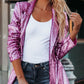 Sequin Lapel Collar Long Sleeve Blazer