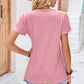 Eyelet V-Neck Petal Sleeve T-Shirt