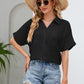 Half Button Johnny Collar Blouse