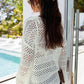 Openwork V-Neck Long Sleeve Knit Top