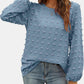 Swiss Dot Round Neck Long Sleeve Blouse