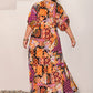 Plus Size Printed V-Neck Half Sleeve Maxi Dress