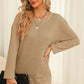 Waffle-Knit Round Neck Long Sleeve Sweatshirt