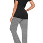 Pocketed Short Sleeve Top and Striped Pants Lounge Set